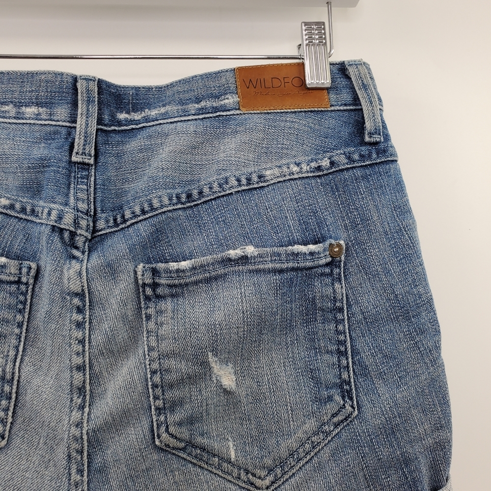 Wildfox Liv Boyfriend Short Distressed Jeans Blue - Picture 7 of 14